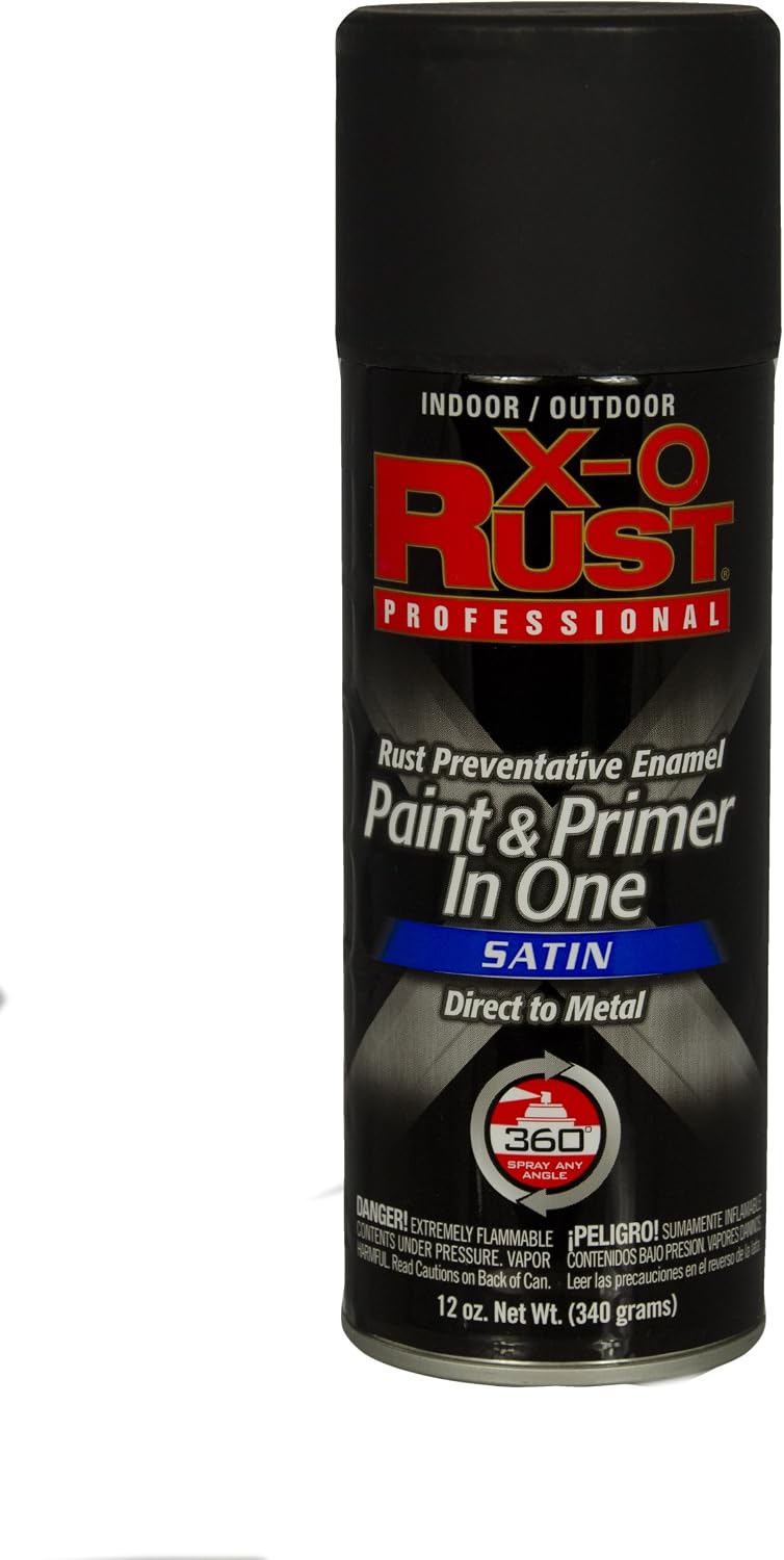 General Paint & Manufacturing XOP-18 X-O Rust Professional Rust Preventative Paint and Primer in One Spray with 360-Degree Spray Tip, Satin Black