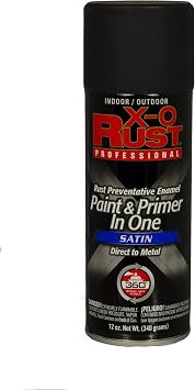General Paint & Manufacturing XOP-18 X-O Rust Professional Rust Preventative Paint and Primer in One Spray with 360-Degree Spray Tip, Satin Black