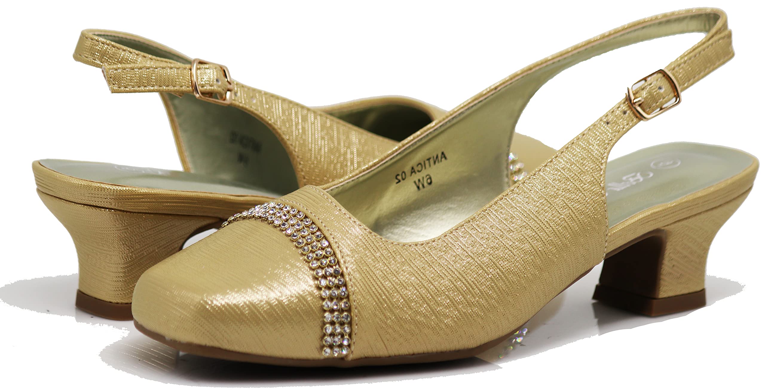 Enzo Romeo Antica02 Women's Wide Width Sling Back Low Heeled Pumps Sandals Shoes