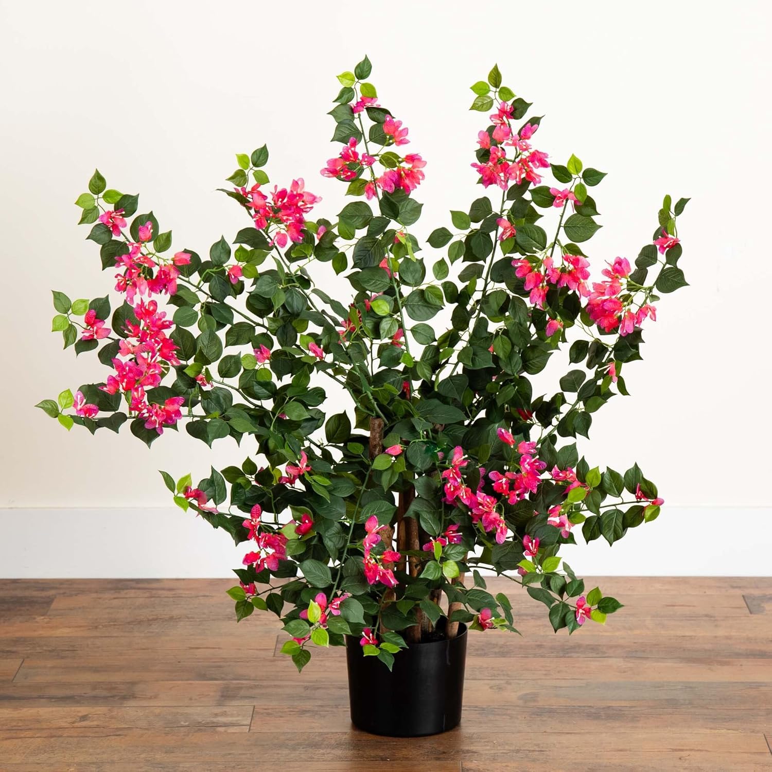 Nearly Natural 42in Artificial Bougainvillea Tree, Faux Flowering Plant With Planter, Indoor Home Office Decor, Low Maintenance, Pink and Green