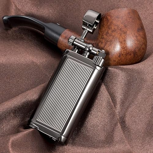 Miniatura 5 de Estilo antiguo brazo de elevación de tabaco pipa cigarrillo butano encendedor con manipulación y púa (negro)