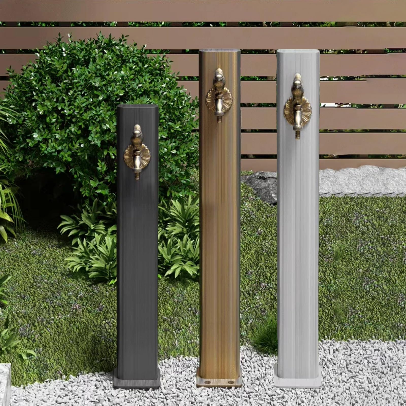 Manguera de jardín con grifo, grifo de agua independiente, hidrante de jardín decorativo con entrada lateral y entrada inferior, columna de agua al aire libre para un fácil acceso