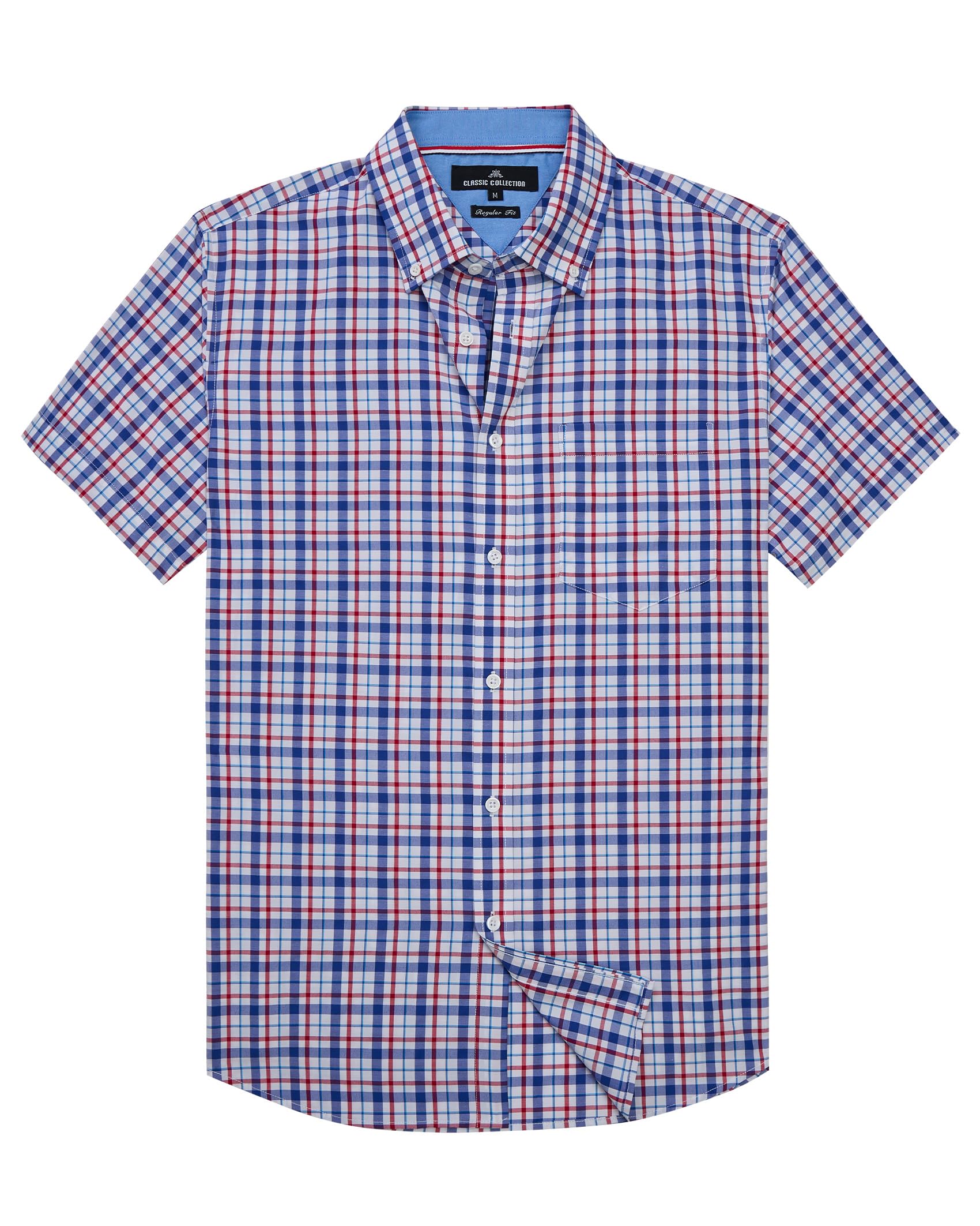 Alimens &amp; Gentle Plaid Mens Short Sleeve Button Down Shirts with Pocket
