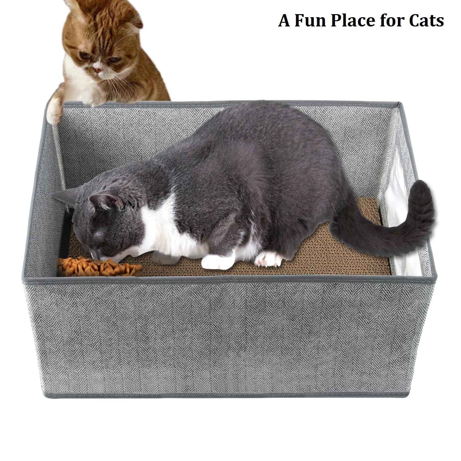 Kichwit Almohadillas rascadoras para gatos, 3 piezas de cartón rascador para gatos con una caja, tabla de rascar reversible para gatos (grande)