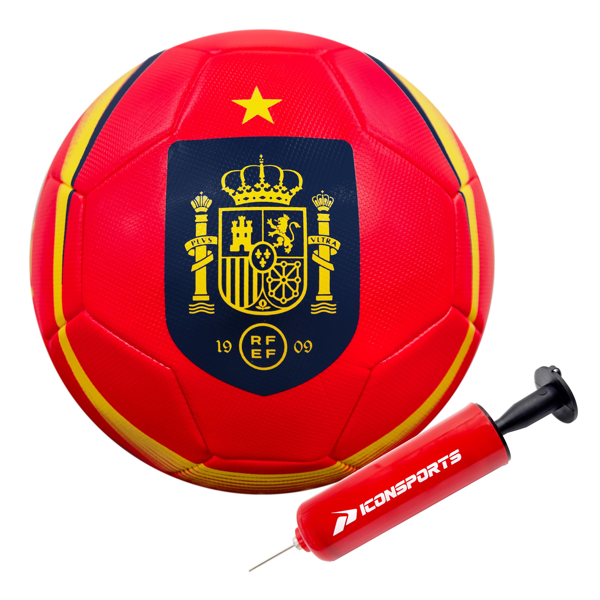 Icon Sports Officially Licensed Royal Spanish Football Soccer Ball - RFEF189BL Red Size 5