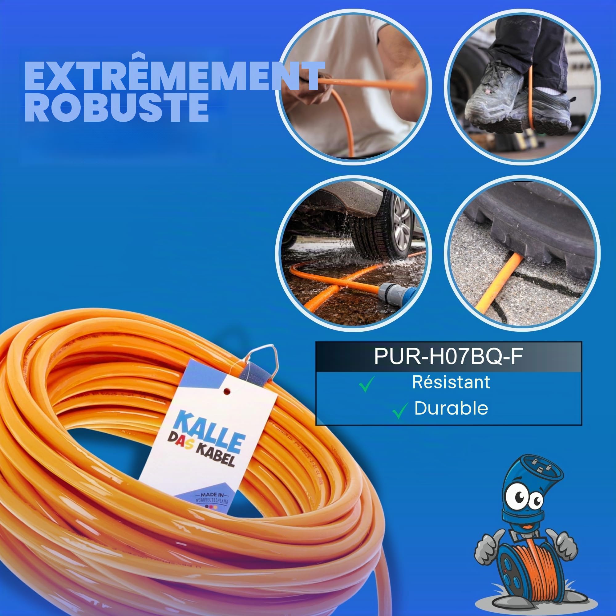 KALLE DAS KABEL Rallonge CEE Kalle Blue Signal - 2,5 mm² - Coudé - Pour industrie, construction, bateau, womo, camping - Câble premium à âme pleine - 20 m