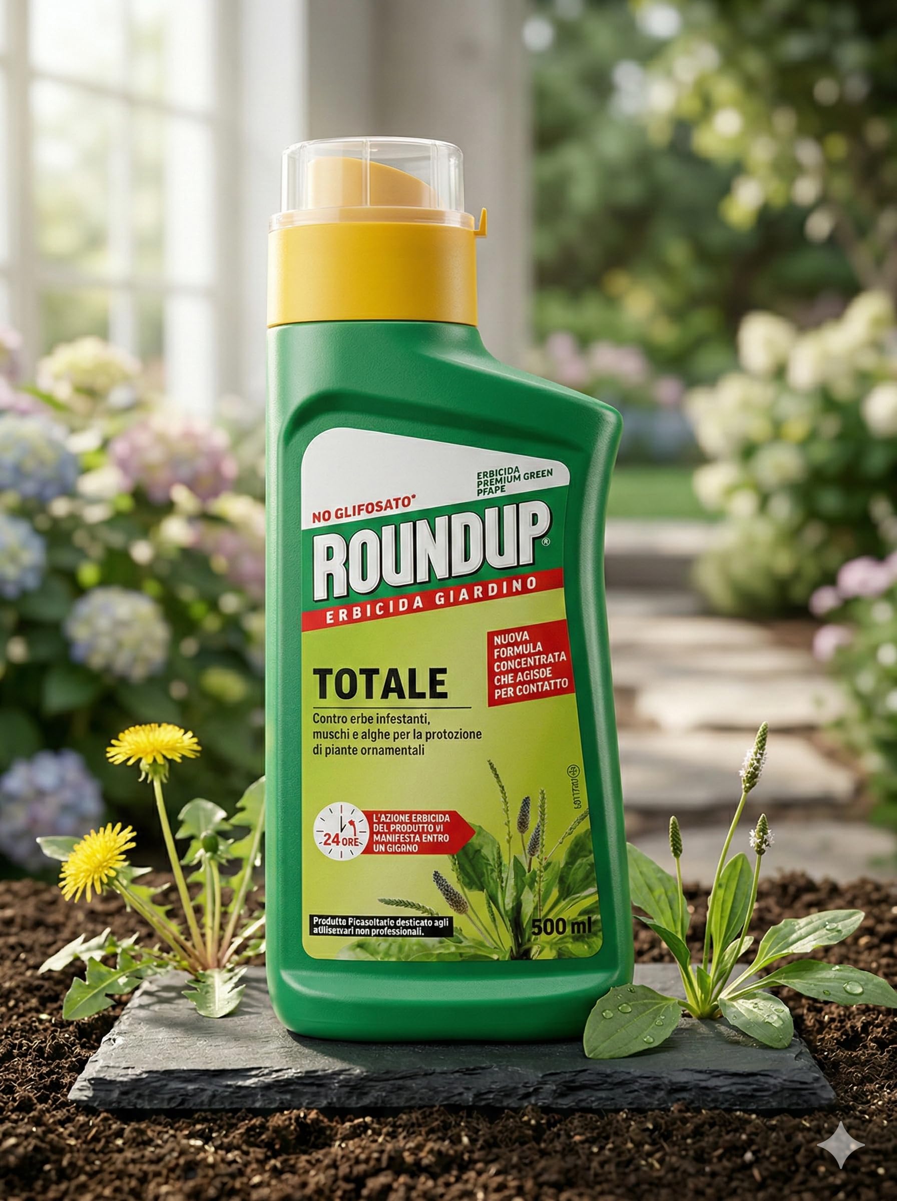 ROUNDUP Erbicida Giardino 500 ml Senza Glifosate Nuova Formula per Utilizzatori Non Professionali