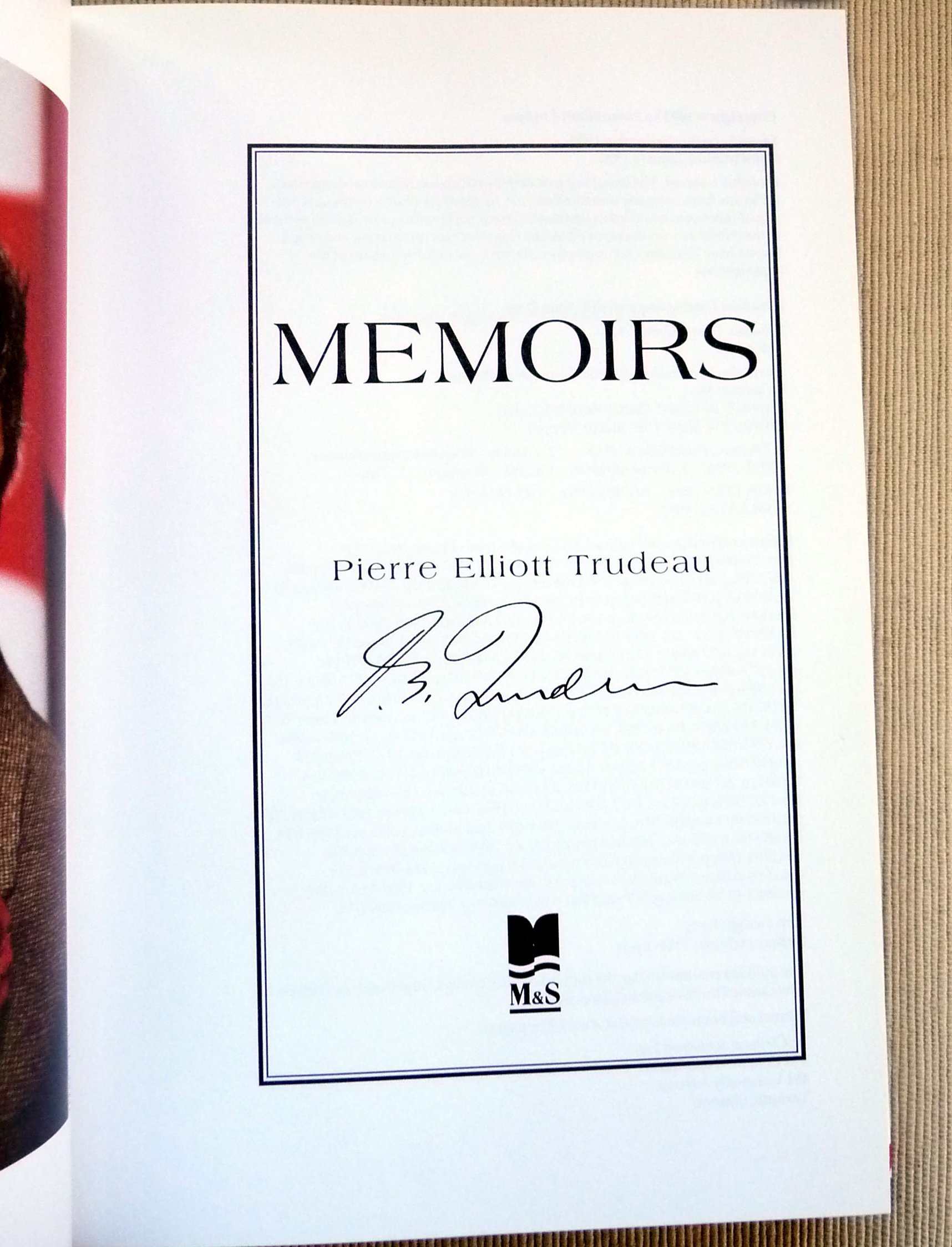 Memoirs [Hardcover] Pierre Elliott Trudeau and Thomas S. Axworthy - PT02