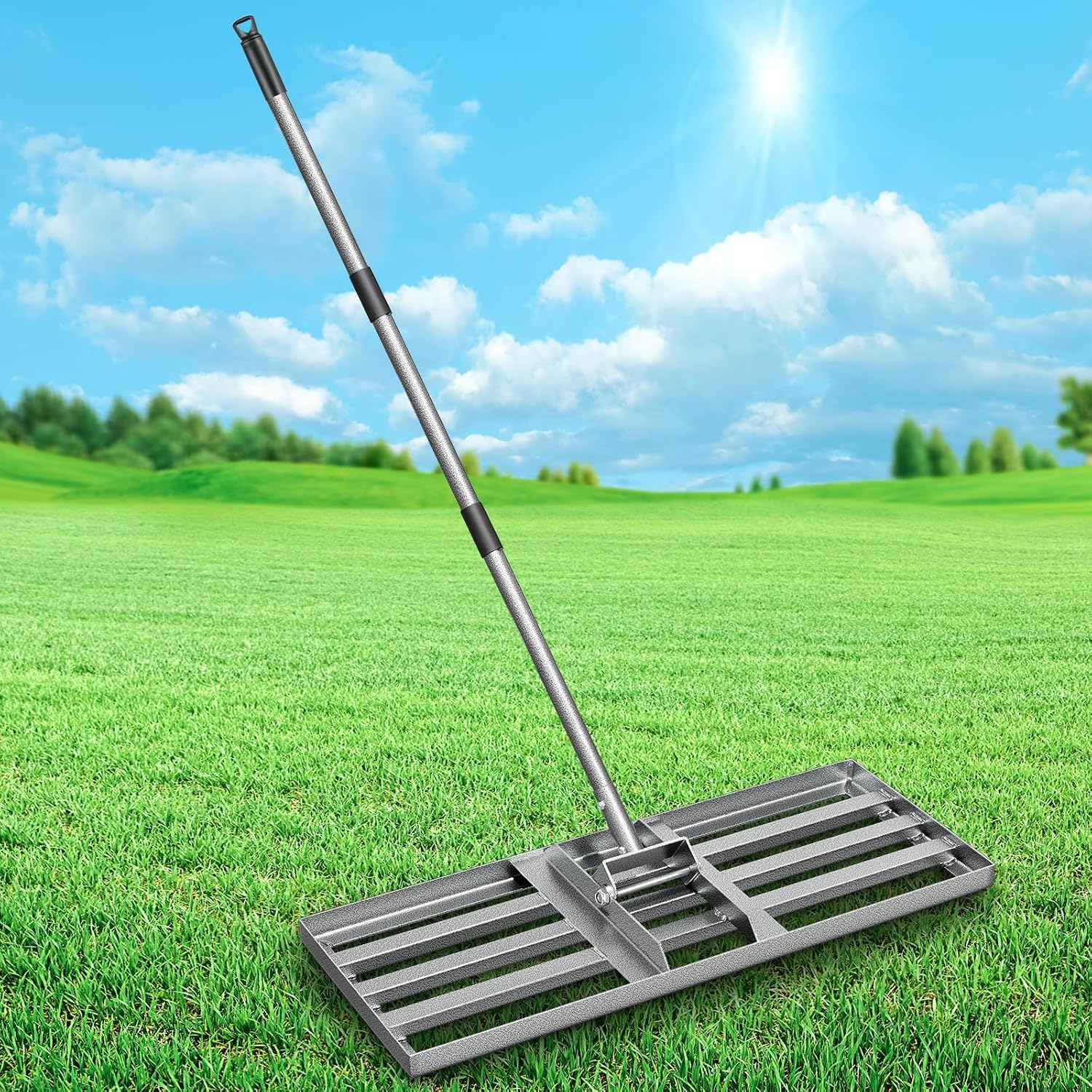 30"x10" Lawn Leveling Rake, 6FT Effort Saving Handle Lawn Leveler
