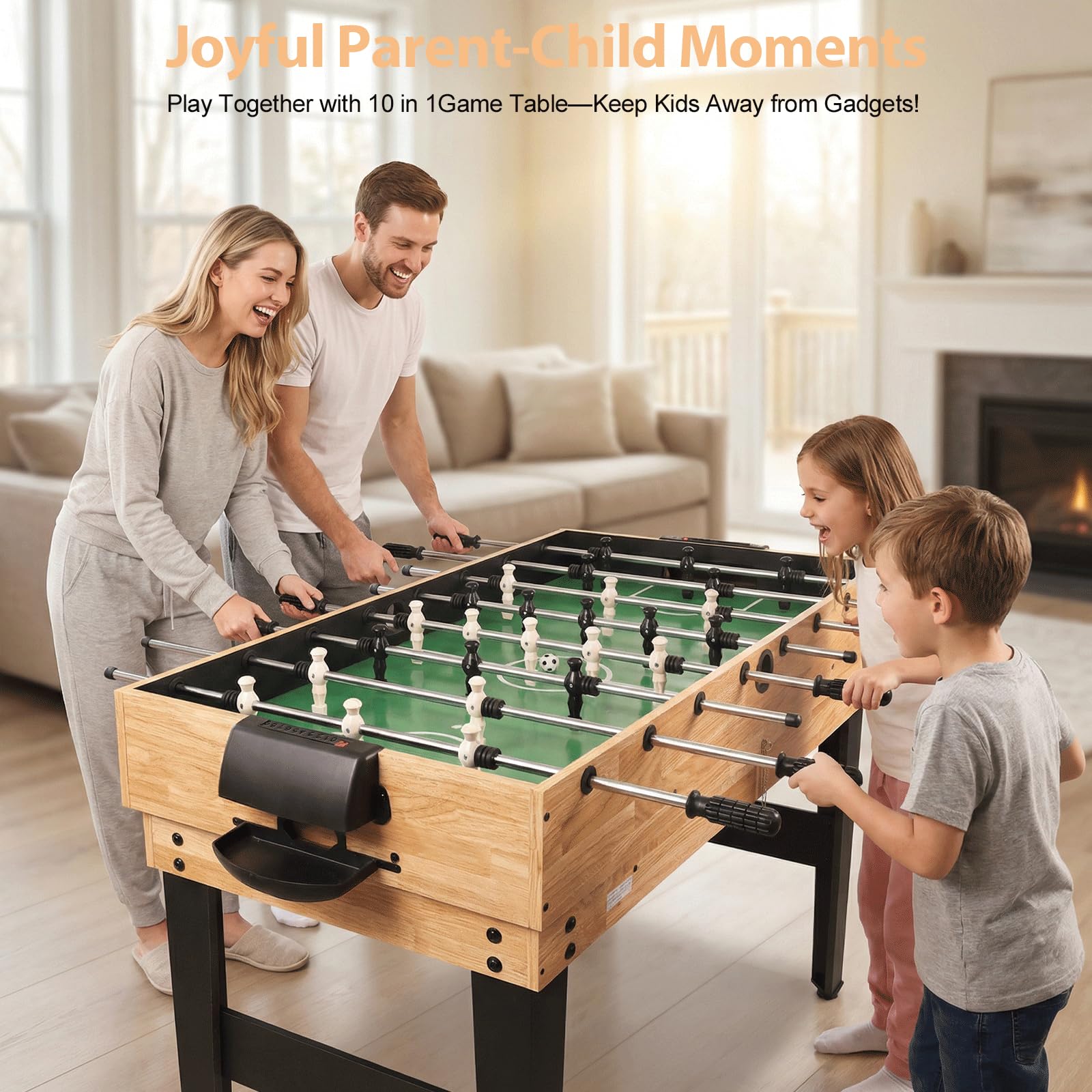 4 FT 10 w 1 wielofunkcyjny stół do gry w piłkę nożną, zestaw z piłkarzykami, hokejem, tenisem stołowym, bilardem, shuffleboardem, kręgielnią i 4 grami planszowymi, piłkarzykami dla