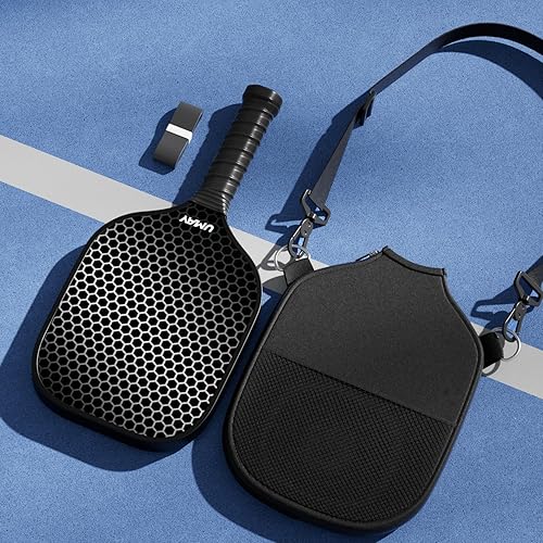 Miniatura 6 de UMAY Paleta de pickleball para fitness, aprobada por USAPA de 0.630 in T300 de fibra de carbono, raqueta ligera de pickleball con bolsa y cintas de
