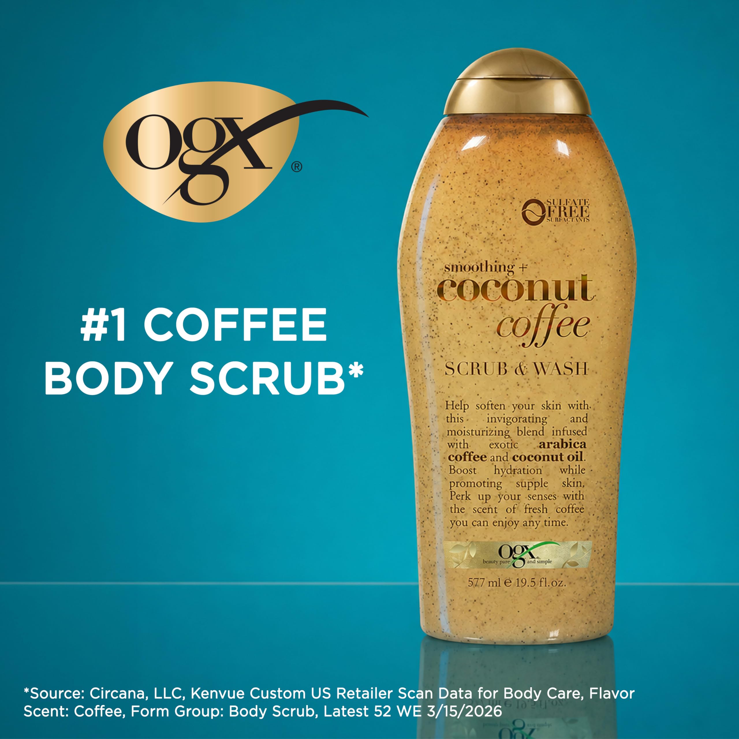 Exfoliante y lavado de café OGX, coco 540 ml