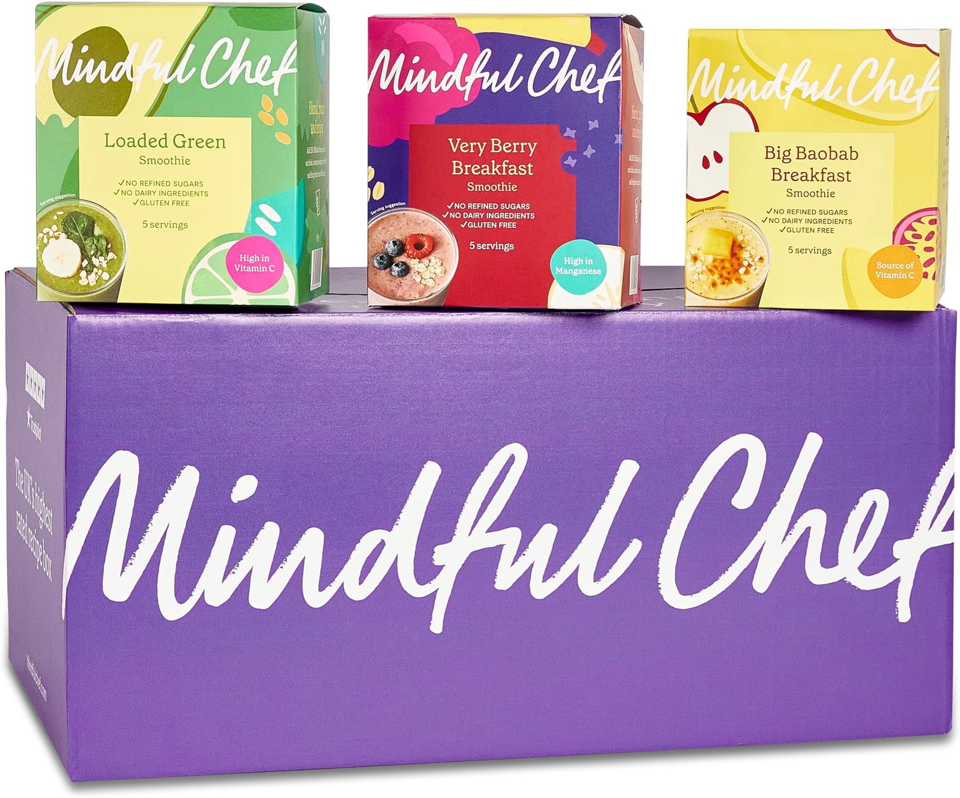 Mindful Chef Healthy Frozen Breakfast Smoothies, Pack of 15 Frozen Sachets, Simply blend with Oat Milk for the perfect smoothie. High in manganese, source of fibre, vitamin C. Breakfast boost