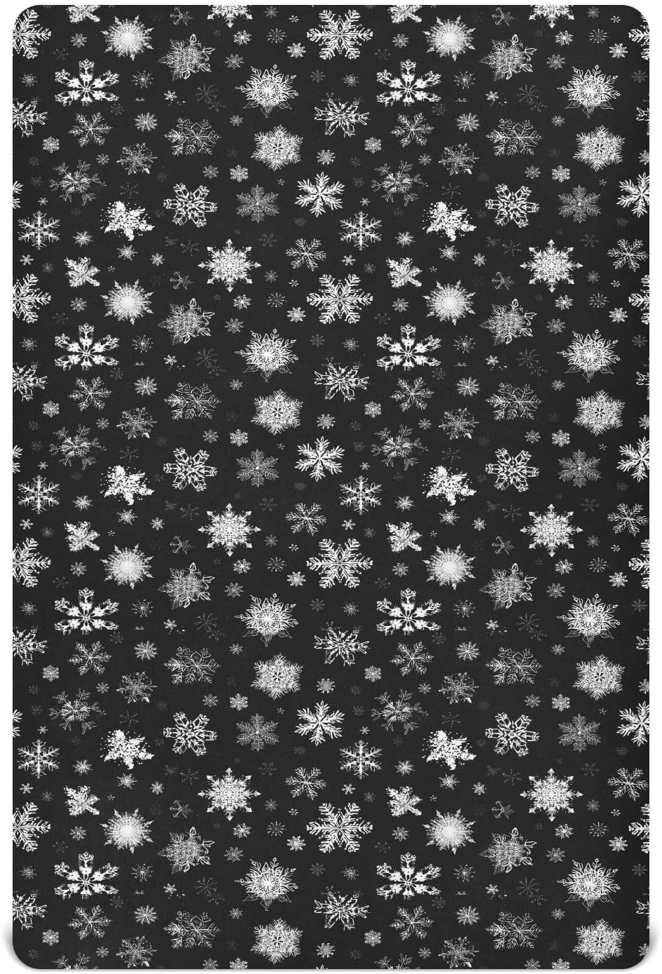 Baby Crib Sheet Christmas Snowflakes Black White Crib Mattress for Boys and Girls Playard Sheet Soft Breathable Fitted Baby Mattress Cover 52x28in