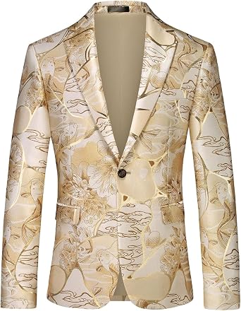 Mens Korean Style Slim fit Blazer, Buttoned Business Casual Banquet Long Sleeve Tuxedo Jacket
