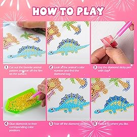 Labeol Diamond Art Kits for Kids Boys and Girls Ages 6-8-10-12 Easy to DIY Creative Diamond Art Sticker Craft by Numbers Kits for Kids and Adult Beginners (Colorful Animal)