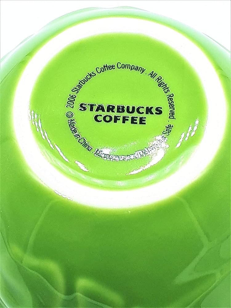 TeTStarbucks 25th Greener Coffee Set Starbucks Coffee 2006 Raised Green Leaf & White Flower Mug