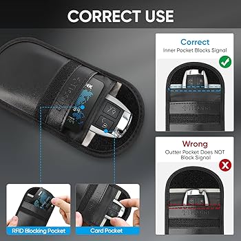 Carbon Zone Faraday Key Fob Protector Carbon Fiber Car Key Shielding Bag For RFID Signal Blocking Anti-Theft Accessory For RFID Blocking Car Key Pouch Anti-Theft Car Security Cage