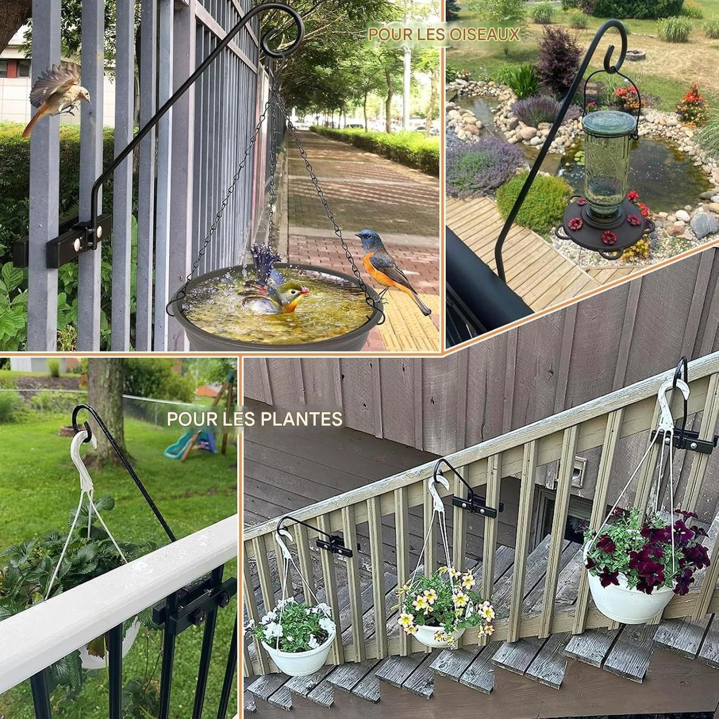Ganci da pastore esterno resistenti supporto metallico per balcone giardino cortile