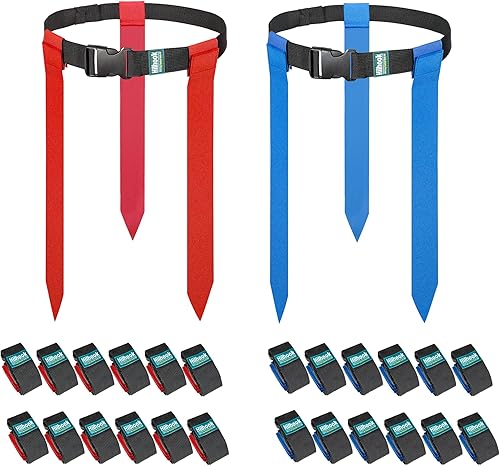 Cinturones de fútbol con bandera, 24 juegos de fútbol ajustable con 72 banderas para jóvenes y adultos, equipo de entrenamiento
