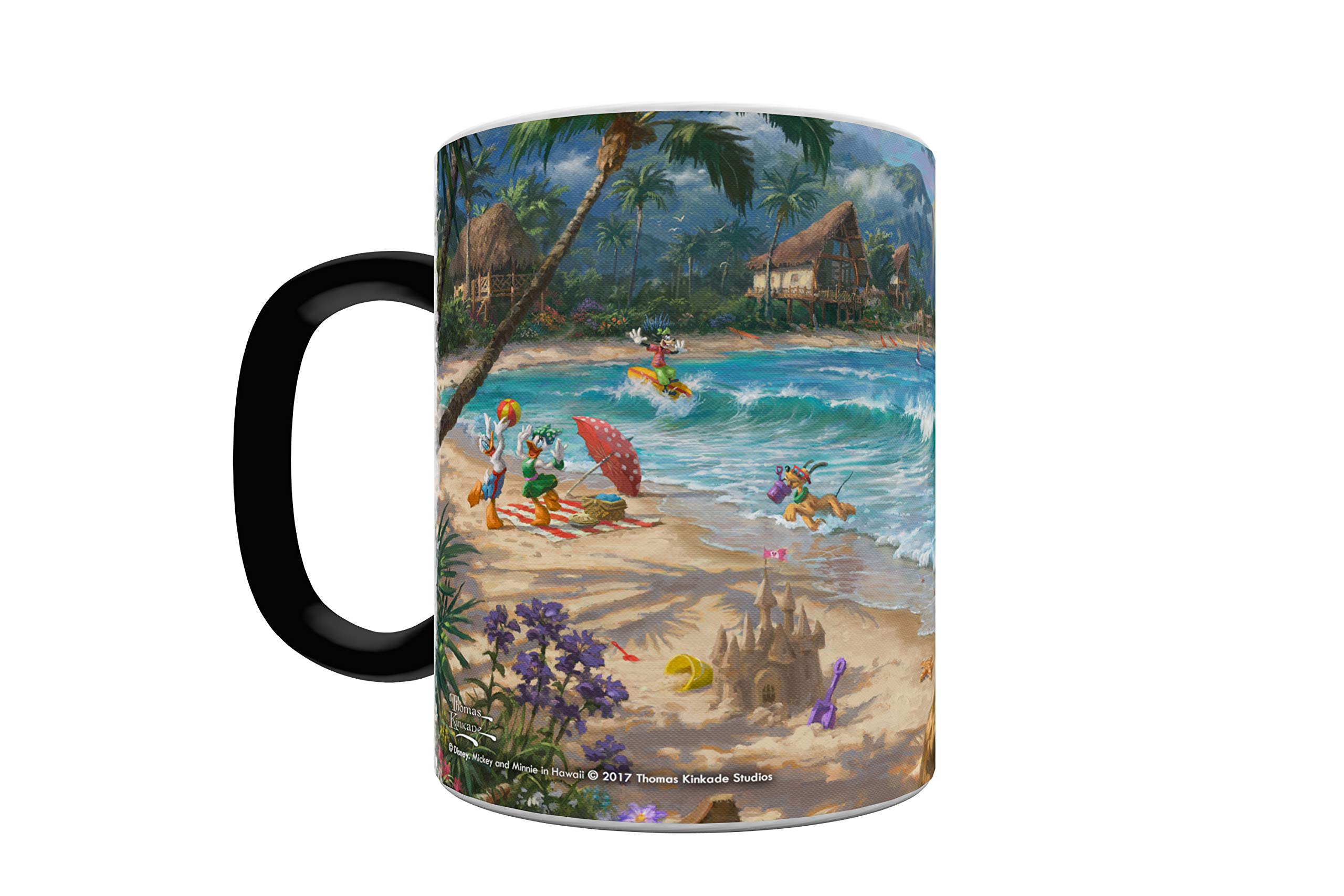 Morphing Mugs Disney - Mickey y Minnie Mouse - Hawaii - Una taza de cerámica sensible al calor que cambia de color de 11 onzas - Imagen revelada cuando se añade líquido caliente