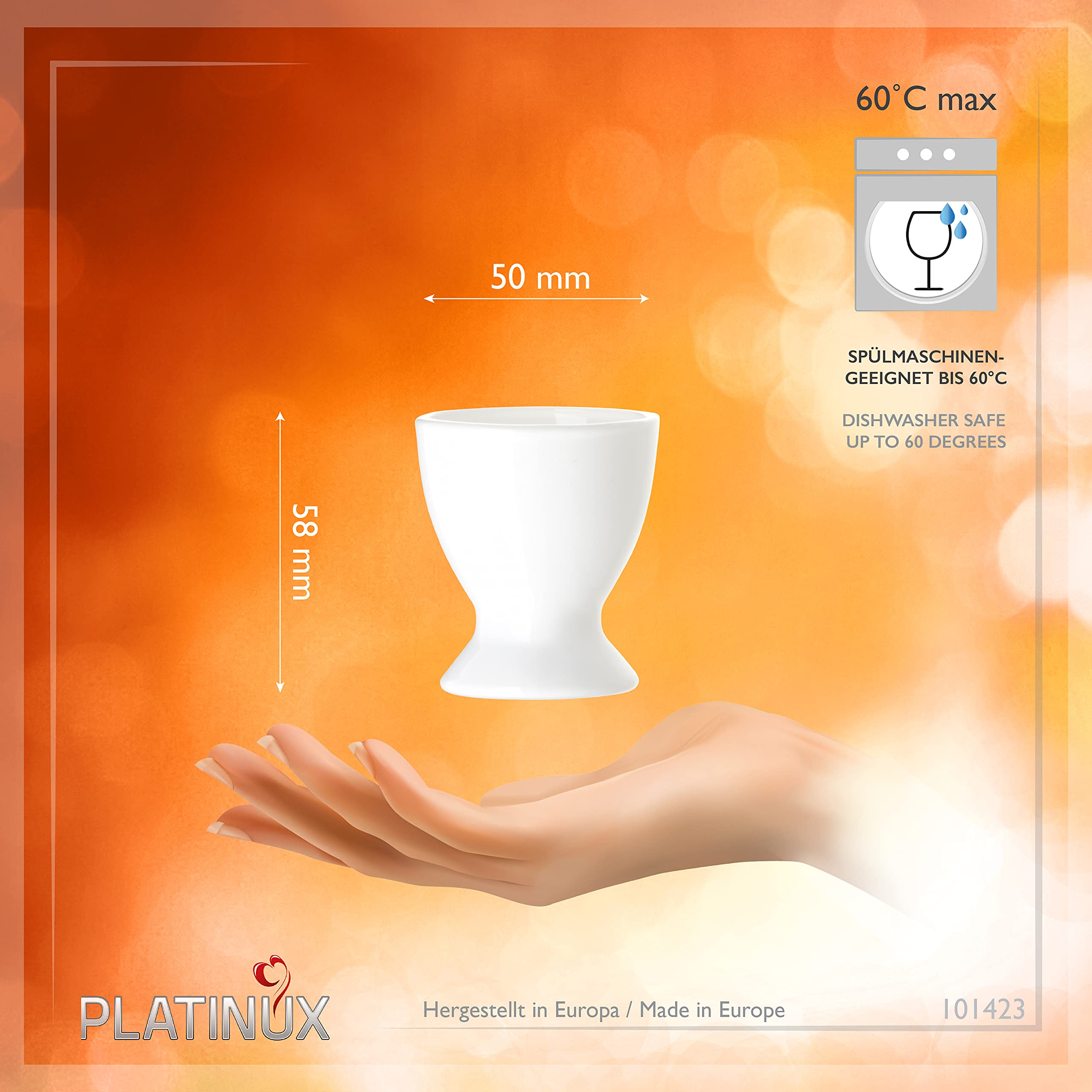 PLATINUX Set 12 Pezzi Portauovo Colorati Con Sottobicchiere In Vetro, Ideale Per Colazione E Brunch, Lavabili In Lavastoviglie