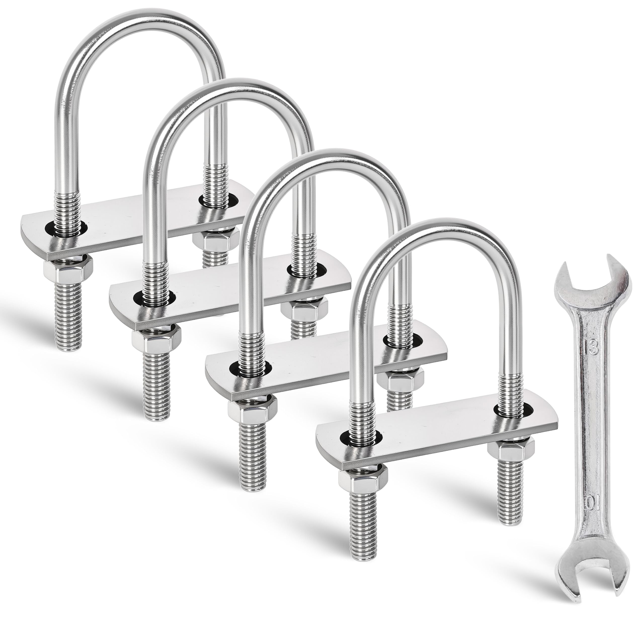 M8 U-Bolts - 4 Sets Stainless Steel -15