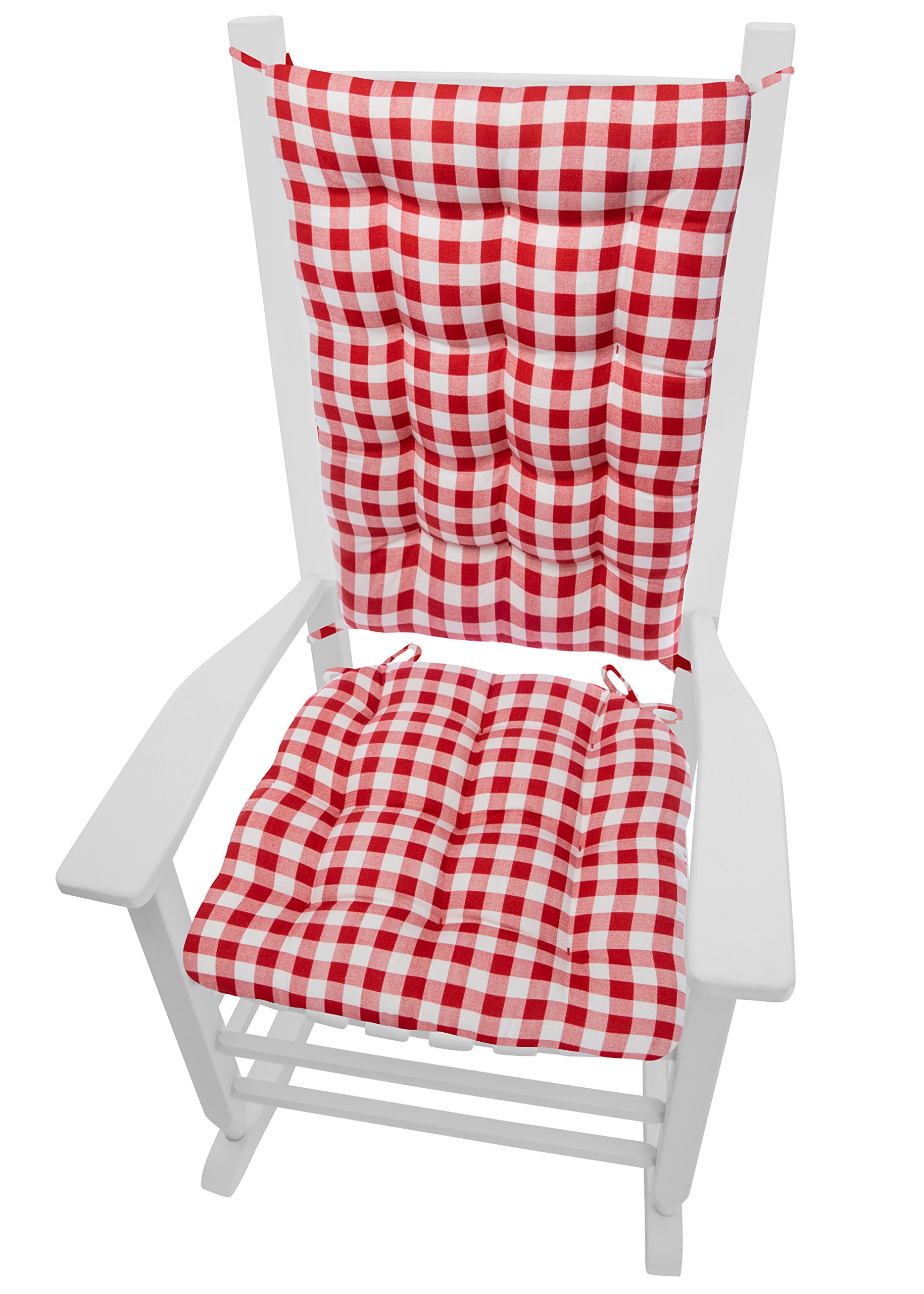Classic Check Red Rocking Chair Cushions Extra Large Seat Cushion