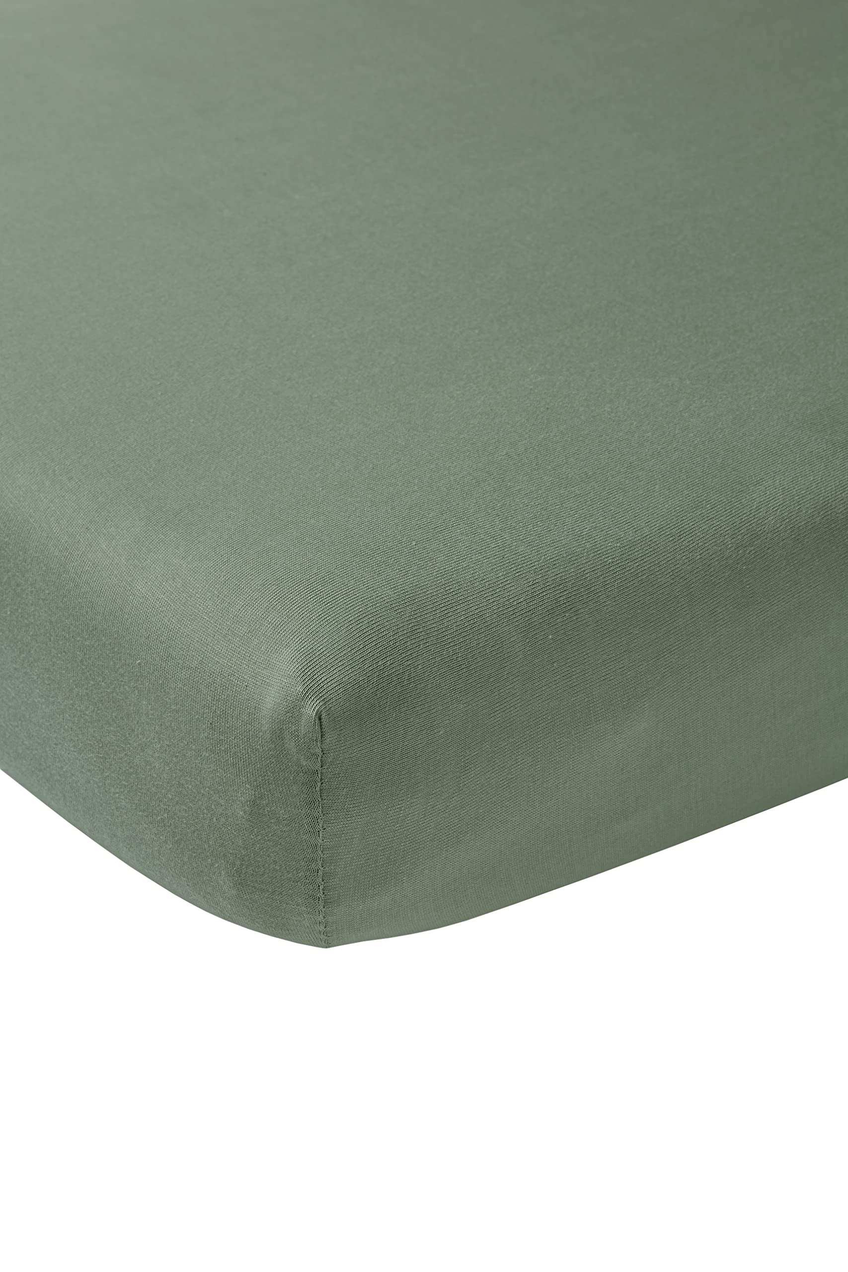 Meyco Baby Spannbettlaken für Beistellbett - 50x90cm - Jersey Spannbetttuch - 100 % Baumwolle - Oeko Tex zertifiziert - Rundum-Gummizug, atmungsaktiv - Uni- Waldgrün