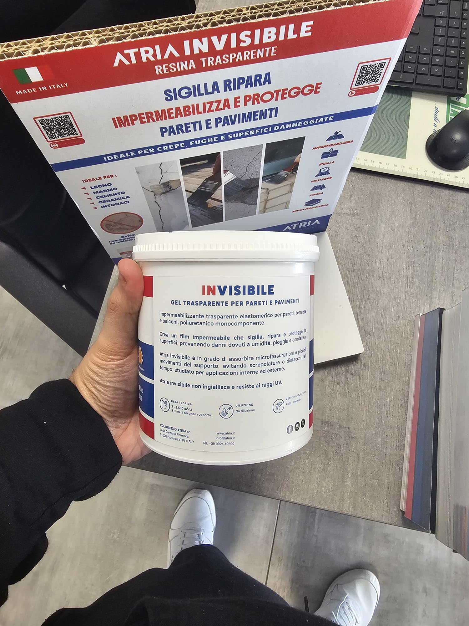 ATRIA INVISIBILE Gel Impermeabilizzante Trasparente per Pareti e Pavimenti, Poliuretano, 2,5kg, Sigilla Crepe e Fughe