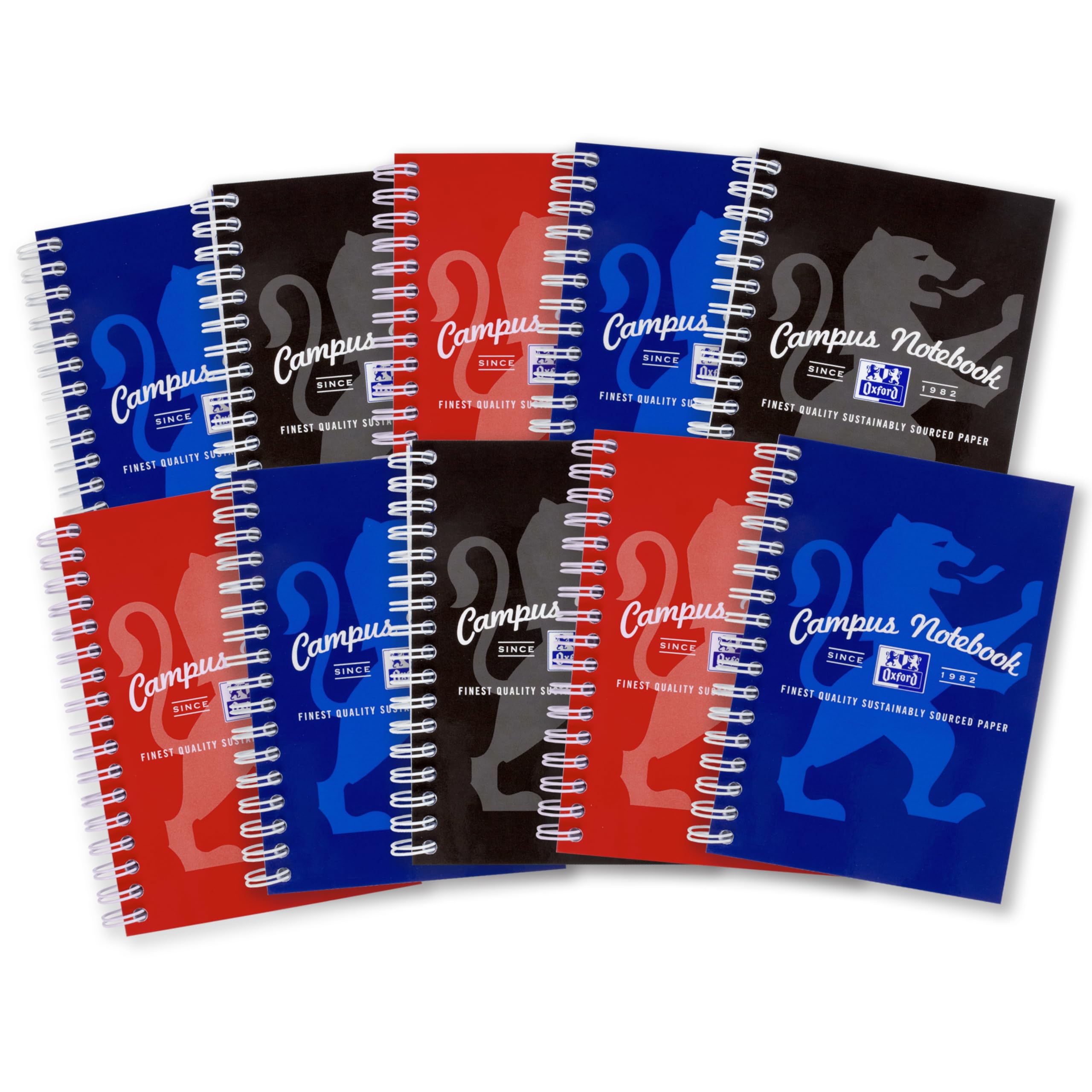 Oxford Campus A6 Wirebound Card Cover Notebook - Assorted Colour, Pack of 10