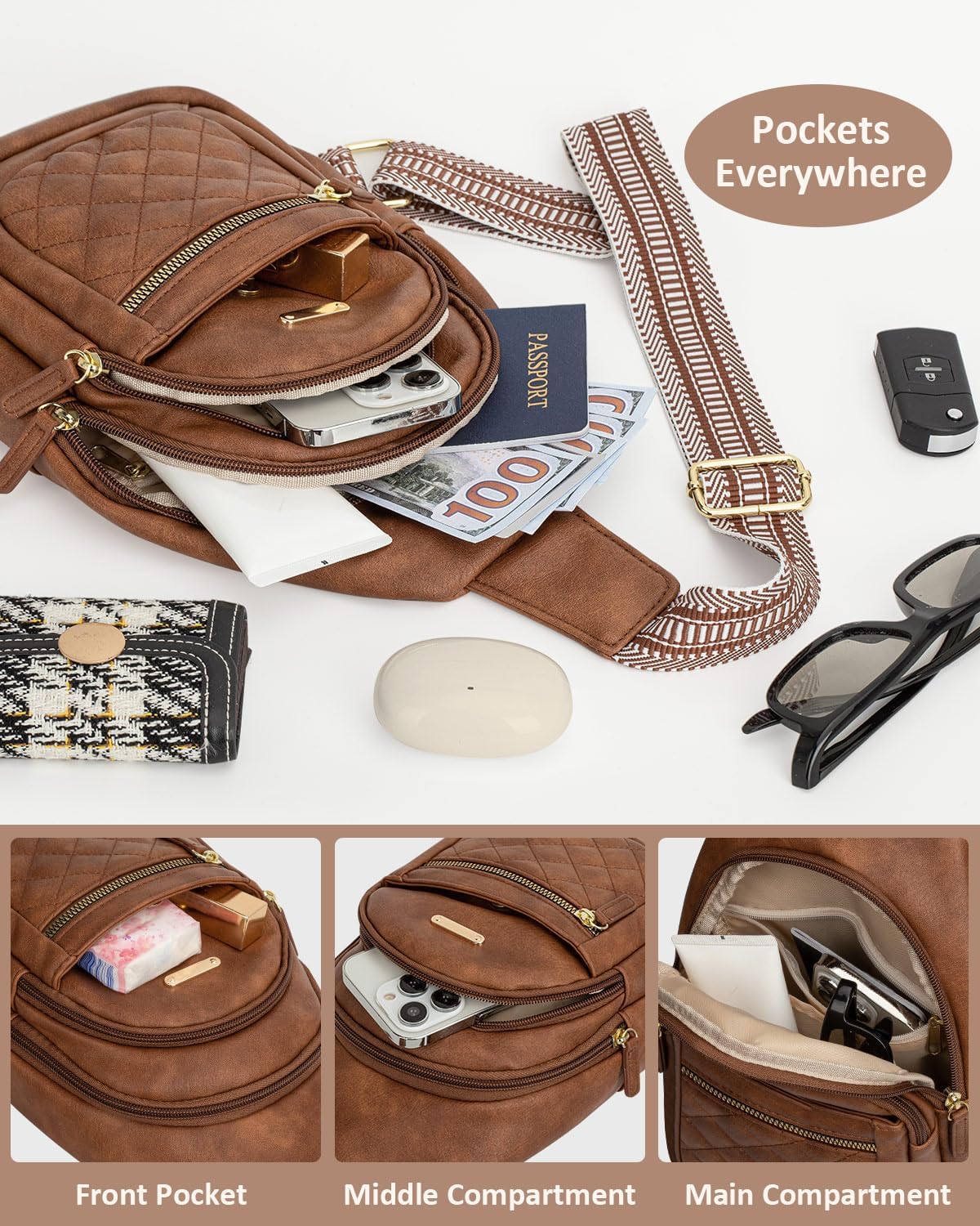 Capolo Small Crossbody Bag for Women – Adjustable Sling Purse, Multi-Compartment Organizer for Daily Commute, Travel & Gift - Image 3