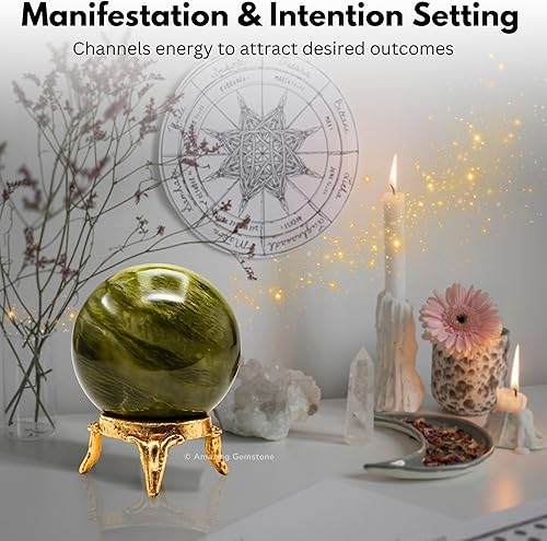 Vista 161 de Amazing Gemstone Black Tourmaline Crystal Ball with Stand - 2" Inches Crystal Sphere Meditation Balls for Witchcraft and Decorative Balls