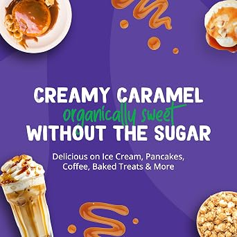 Pyure Organic Caramel Dessert Syrup | Sugar-Free Caramel Topping for Keto Ice Cream, Pancakes, Low Carb Sweets | 1g Net Carb, Gluten-Free, Vegan, Non-GMO, Plant-Based, Diabetic Friendly | 14 oz
