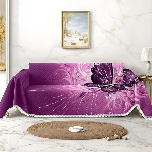 Vista 92 de Funda de sofá de acuarela de flores silvestres rosa y morada, fundas de sofá estampadas, fundas de sofá, fundas resistentes a las manchas, protector