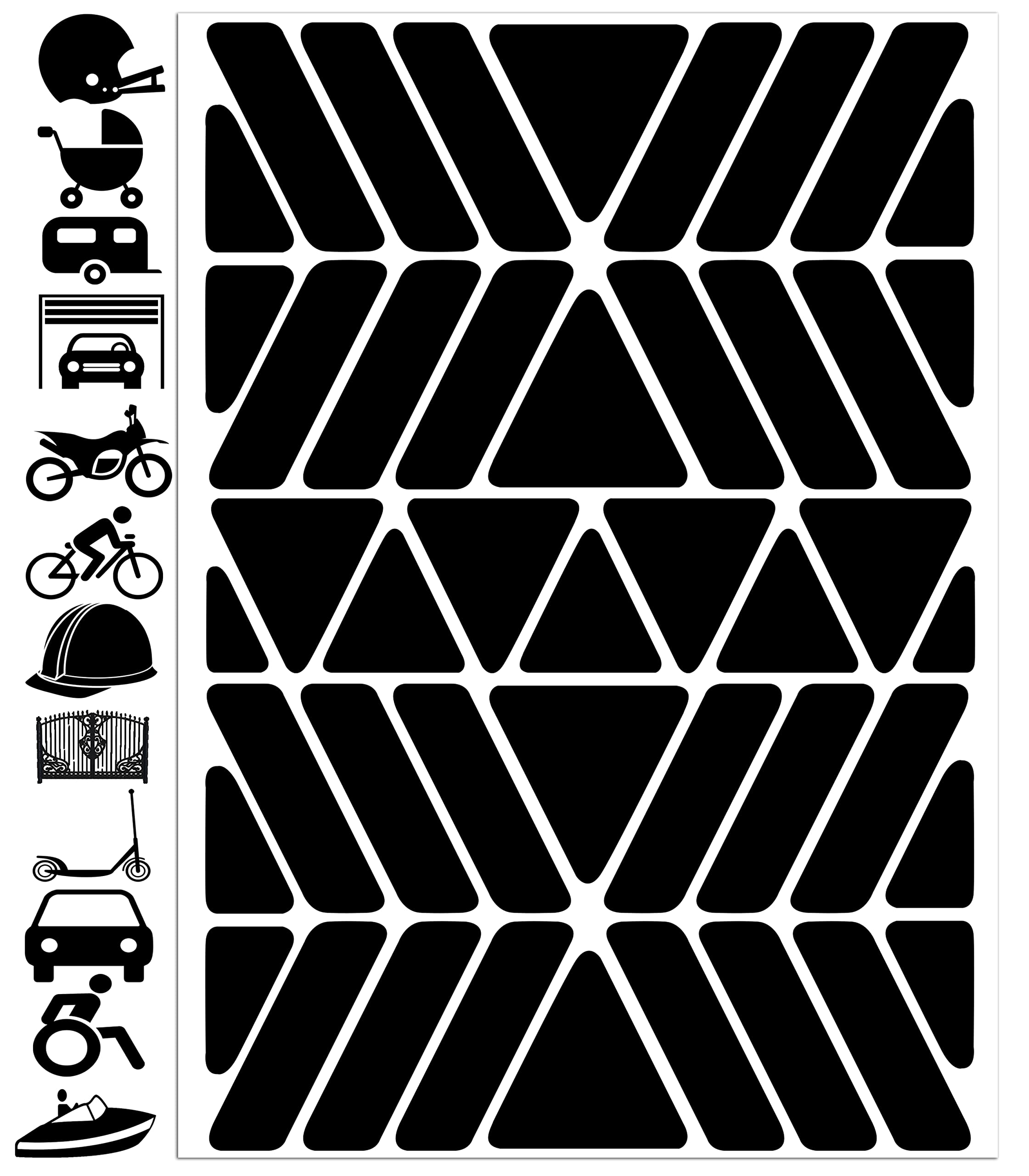 Biomar Labs Black Reflective Stickers – Helmet Bike Car Decals Set D 75 — image 1
