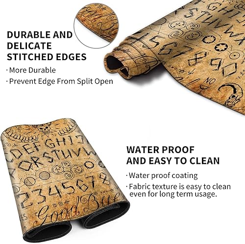 Miniatura 4 de Ouija - Alfombrilla de mouse grande para videojuegos, diseño misterioso de calavera mágica Wicca, alfombrilla para teclado de computadora,