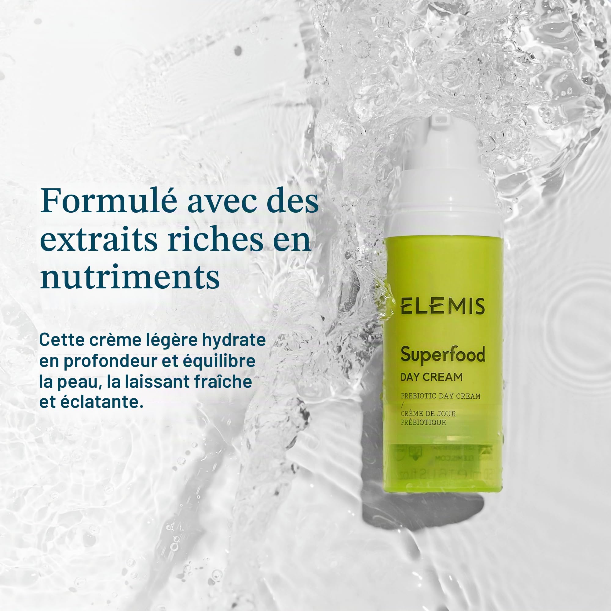 ELEMIS Crème de jour prébiotique aux superalimets pour reconstituer, hydrater et protéger, crème de visage pour un éclat radieux et frais, hydratant quotidien léger de visage, 50 ml