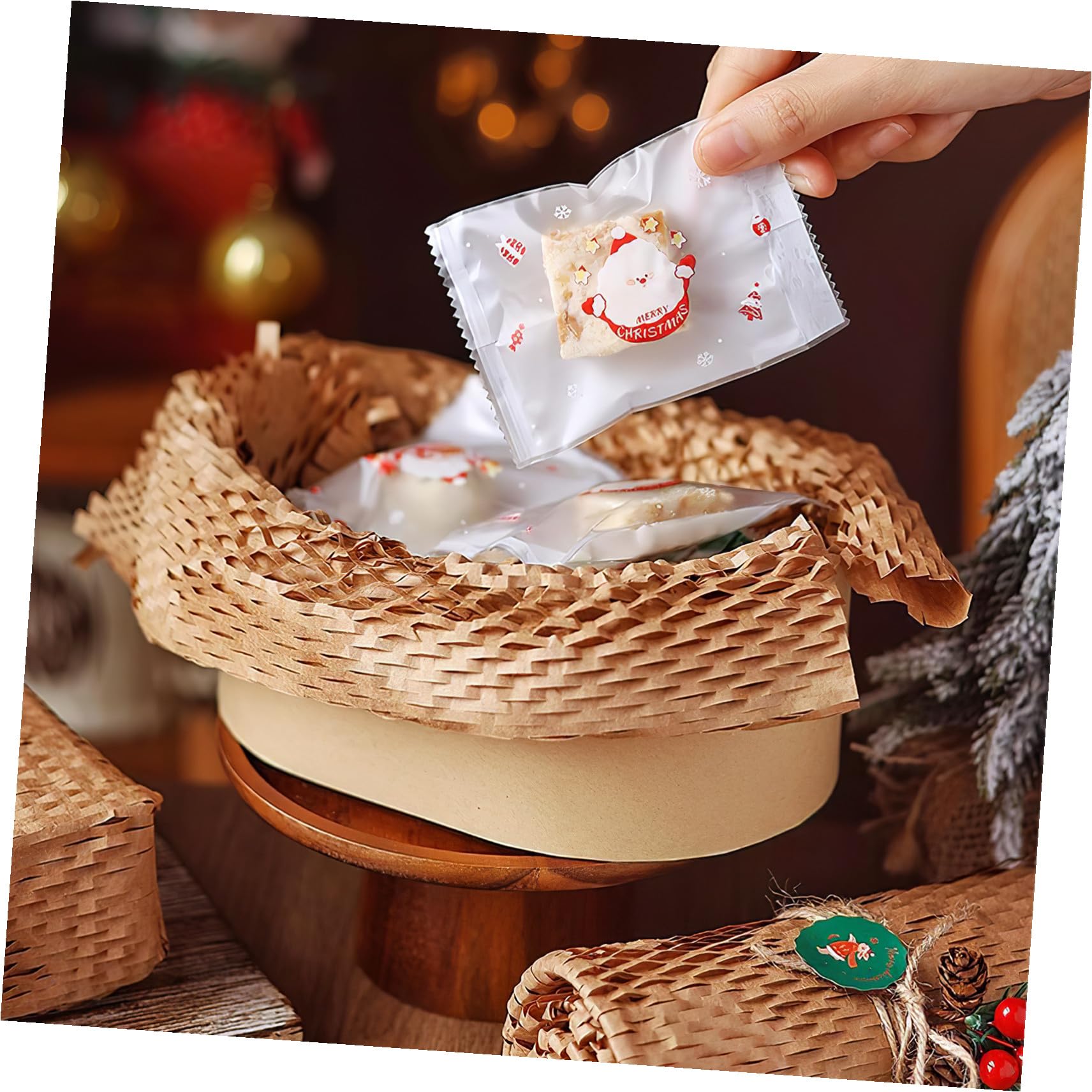 Papier de Remplissage en Nid D'abeille 1 Rouleau Kraft Pliable Robuste | Emballage pour Assiettes et Vaisselle, Usage Colis, Format Rouleau Unique