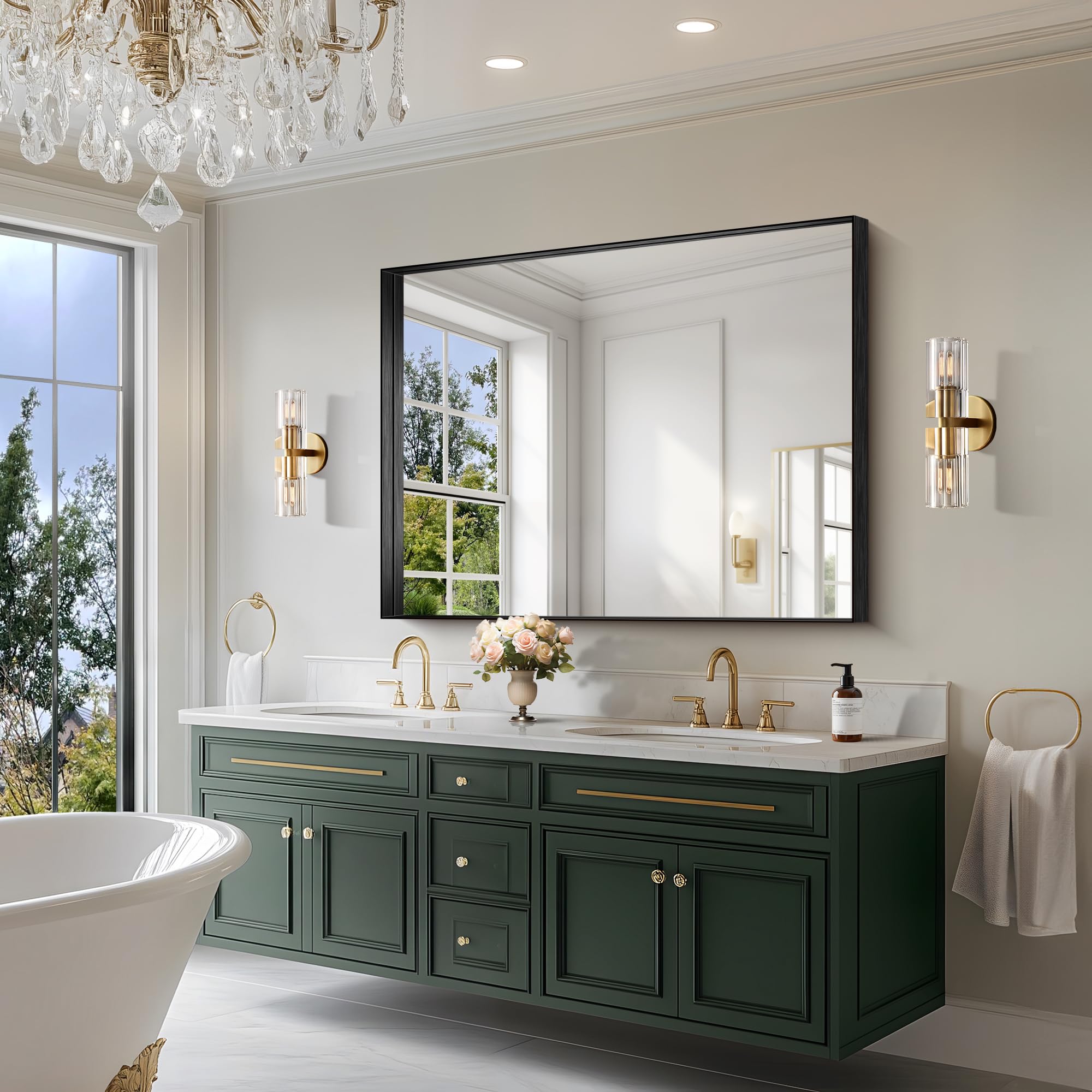 CIRCUMI Black Bathroom Mirror, 36