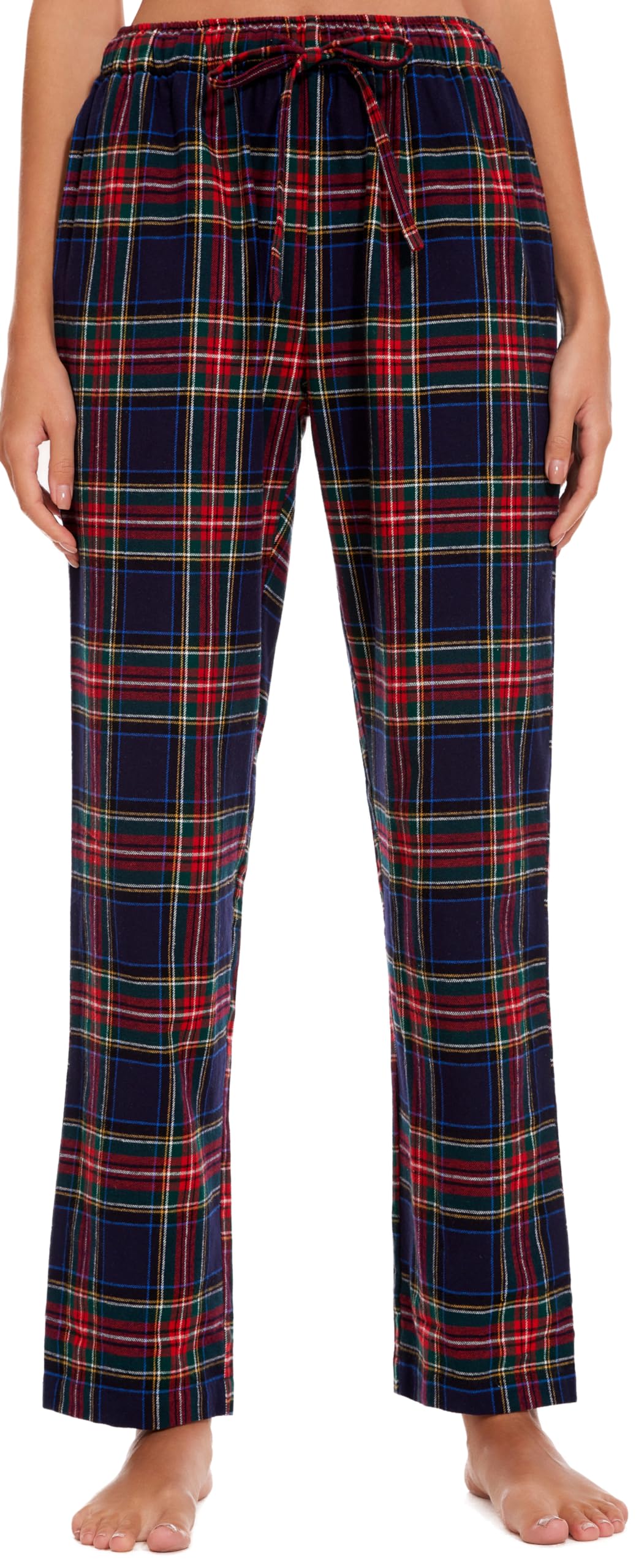 Lavenderi Women's Flannel Cotton Plaid Pajama Pants, Anti-Static Sleep & Lounge Bottoms with Elastic Drawstring Waist