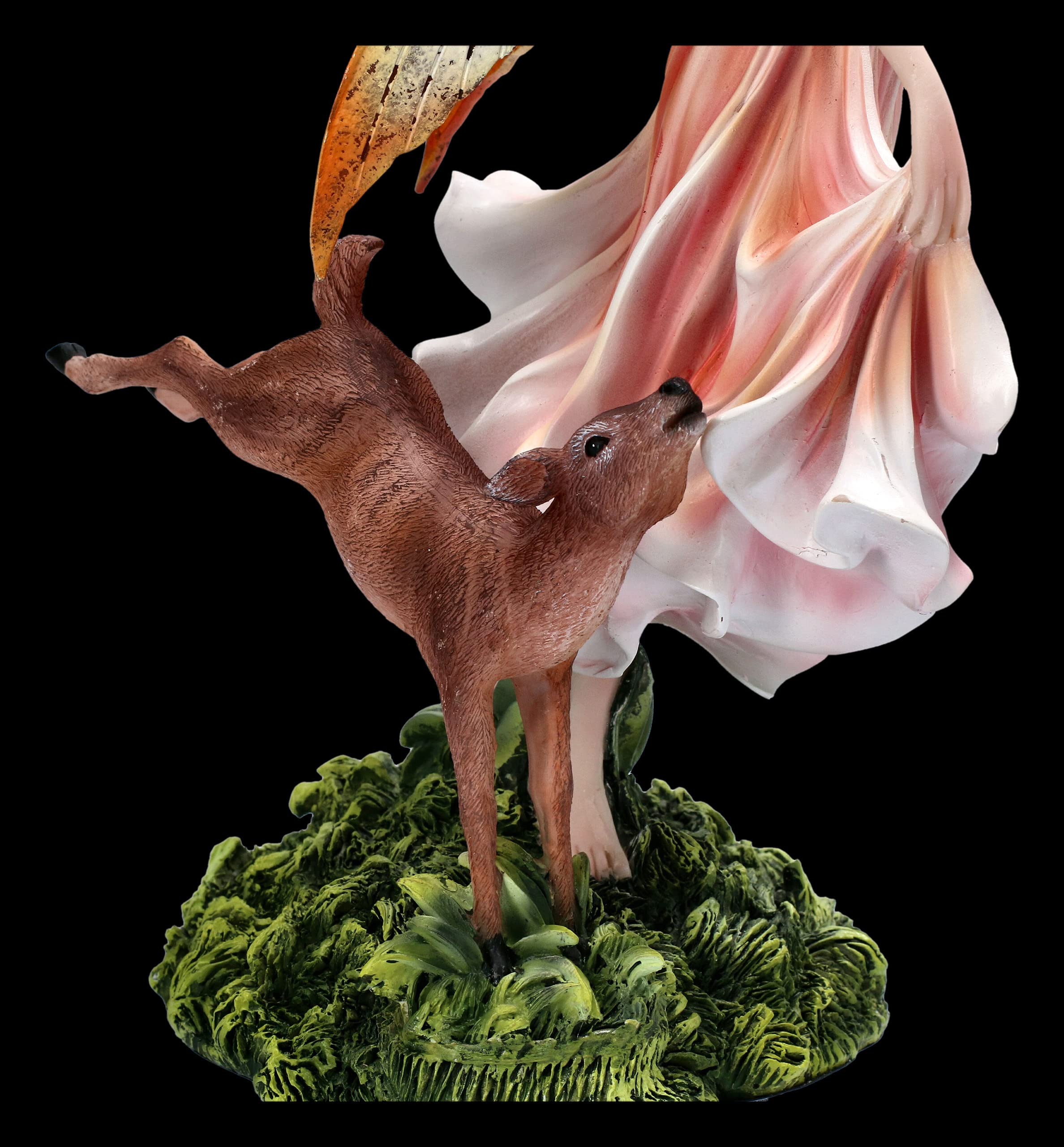 Elfen Figur mit Rehkitz auf Wiese 30 cm | Fee Statue Deko