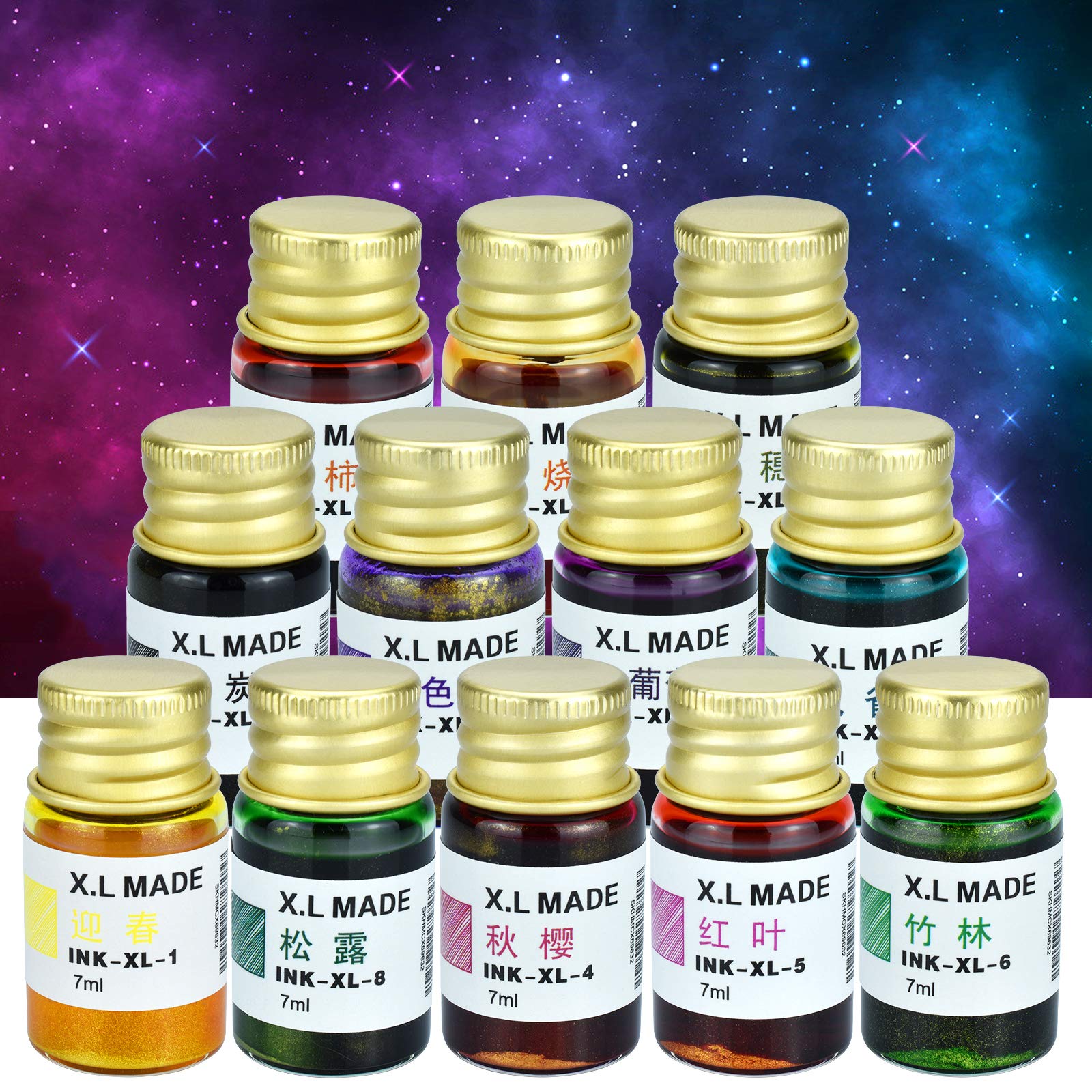 Buy Calligraphy Ink Set, 12 Colors Dipped Pen Inks Gold Powder Non