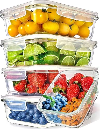 Prep Naturals Glass Meal Prep Containers - Oven, Microwave &