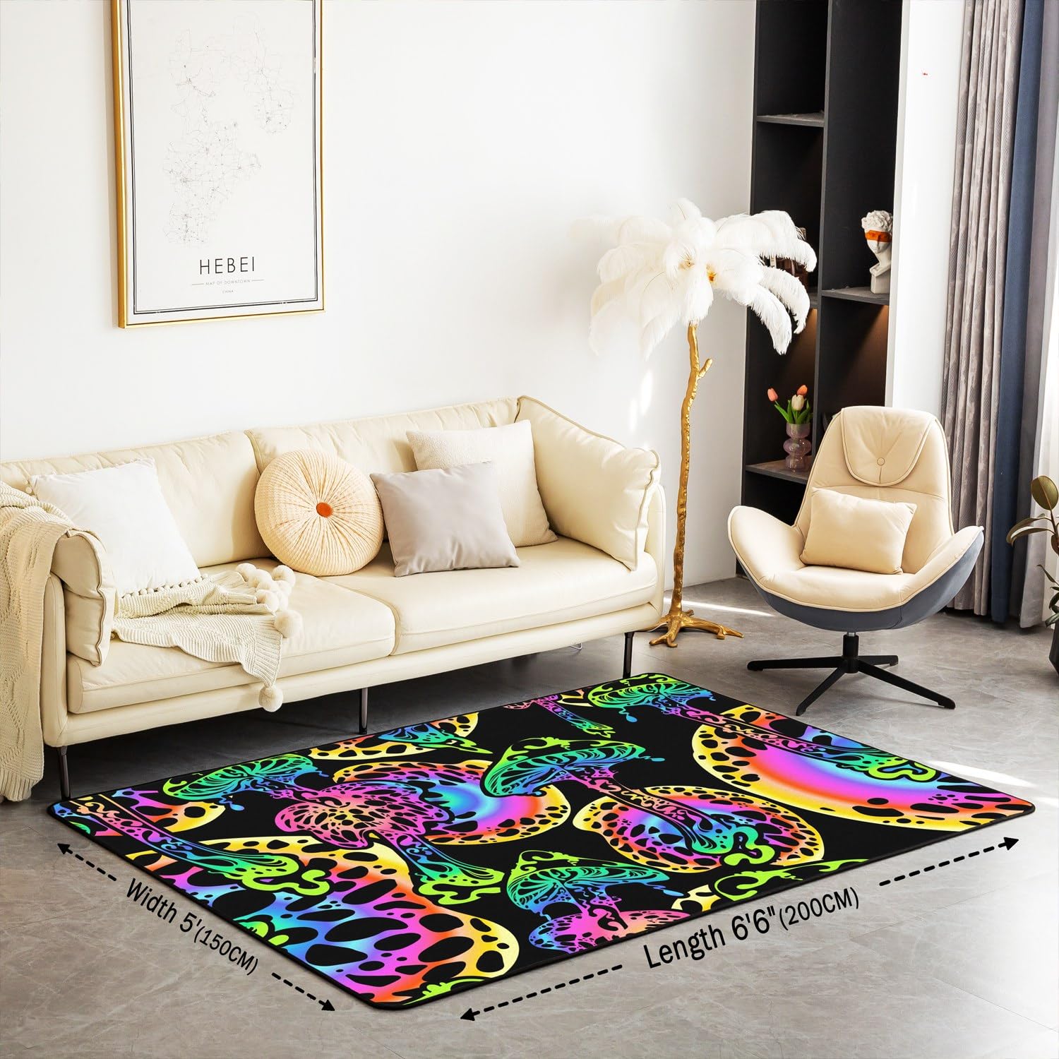 Kolorowy grzyb dywany do salonu Trippy grzyb dywany do salonu dla dzieci chłopców dziewcząt naturalny dziki grzyb wewnętrzna mata podłogowa dywanik 150 * 200 cm