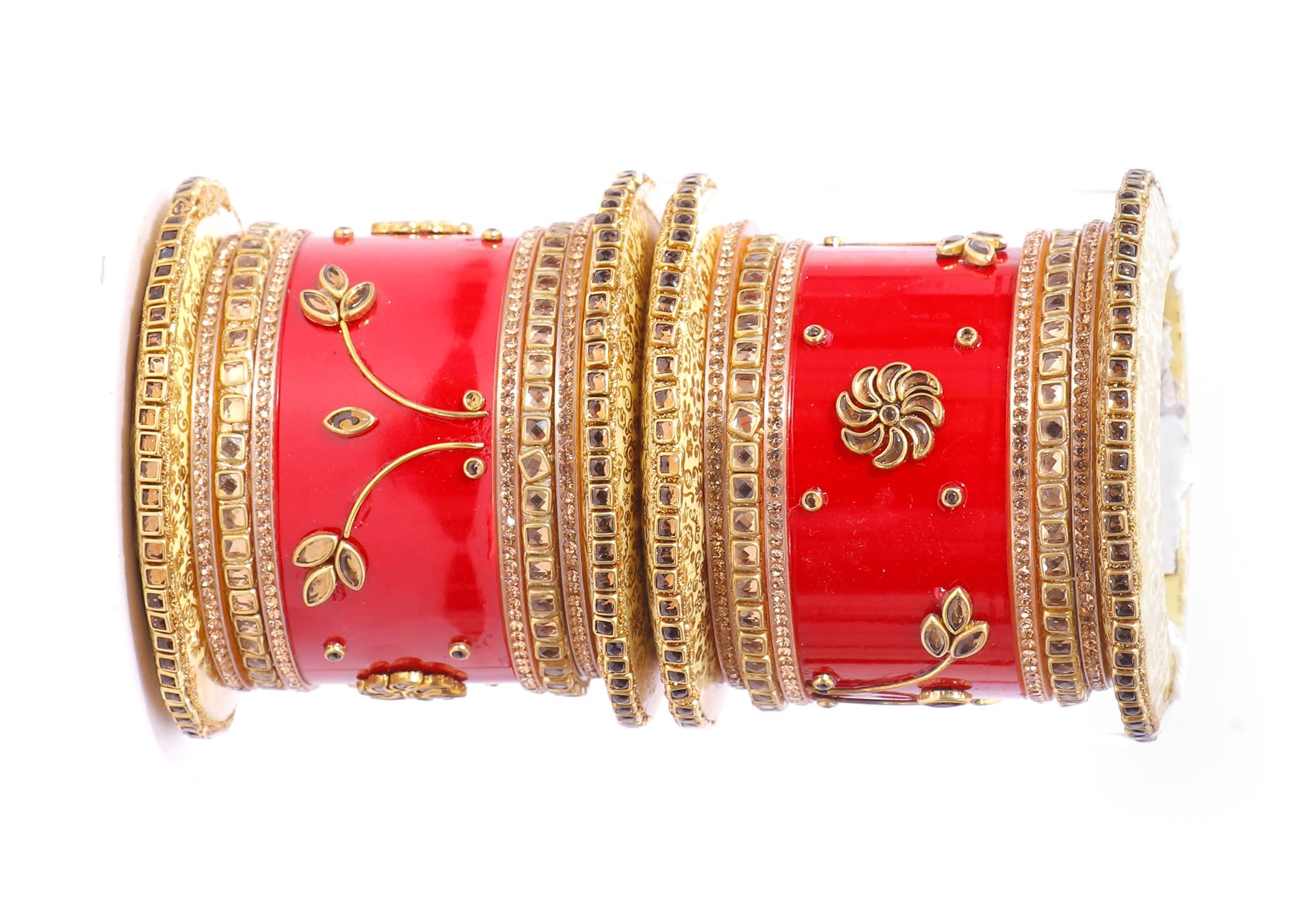 NAVMAV Chura Set Red Tradditional Designer Chura Bridal Dulhan Wedding Punjabi Choora Fashion Chuda Bangles Set for Women (Red & Golden, 2.8) (B0BVKJG46T) Amazon Price History, Amazon Price Tracker