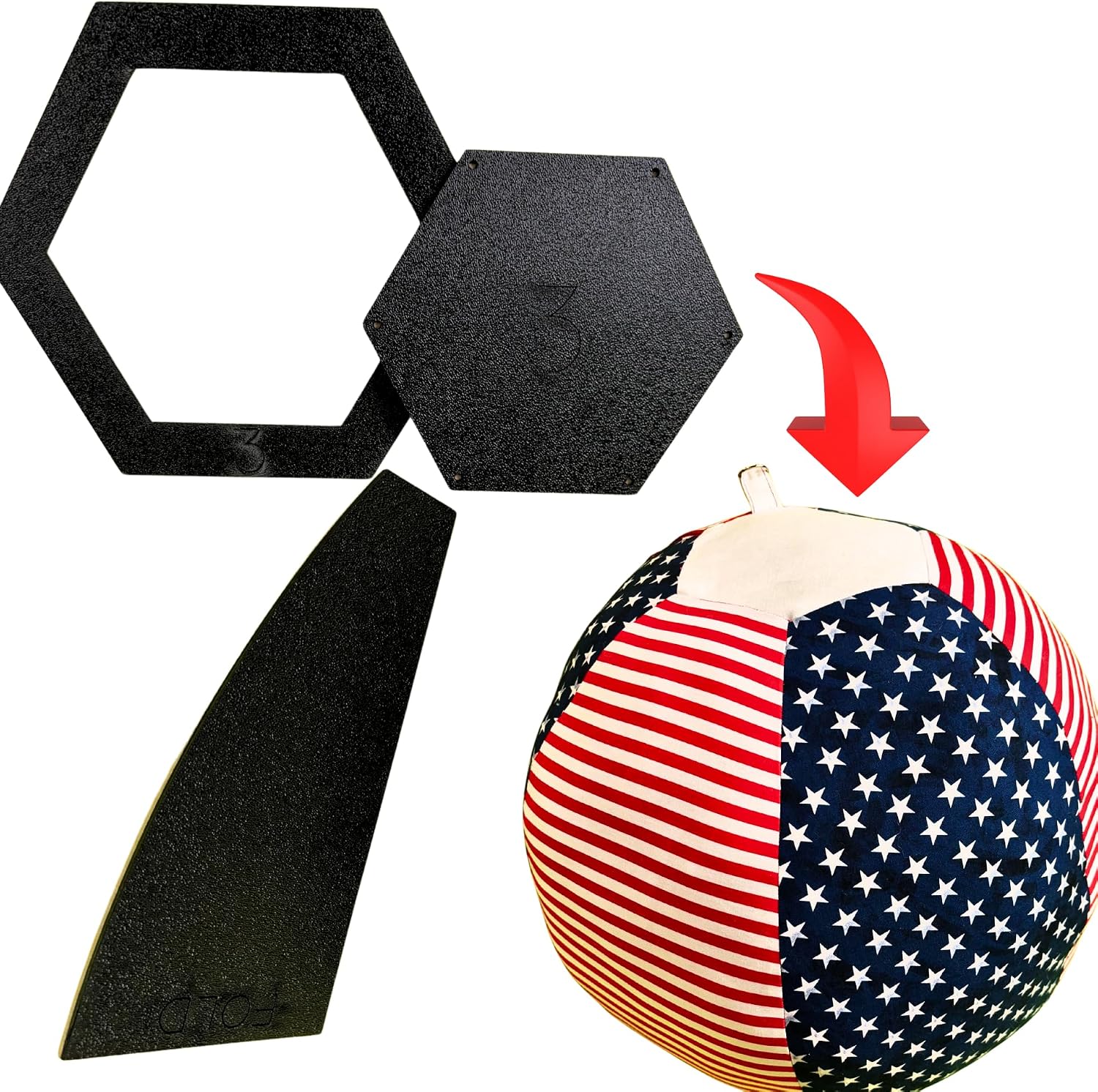 Martelli Small Bean Bag and Tote No Slip Sewing Template Set, Hexagon Quilting Template Set with Pattern - Bag Sewing Project