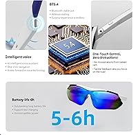 Vista 4 de Lentes de ciclismo inteligentes para hombres y mujeres, gafas de sol Bluetooth con protección UV400, altavoces de oreja abierta, micrófono