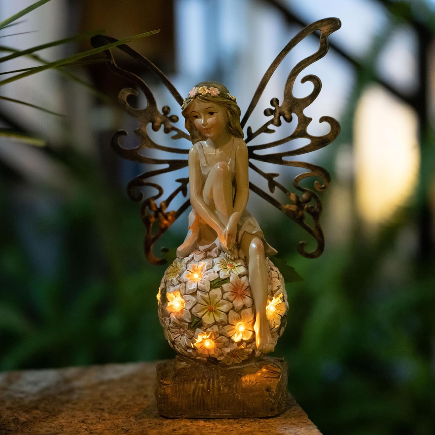 Suyorpe Solar Garden Fairy Statues Light Outdoor Decor - Fairies for Fairy Garden Housewarming Ornament for Patio, Lawn, Yard, Pathway Unique Gift Ideas for Gardening Mom Grandma