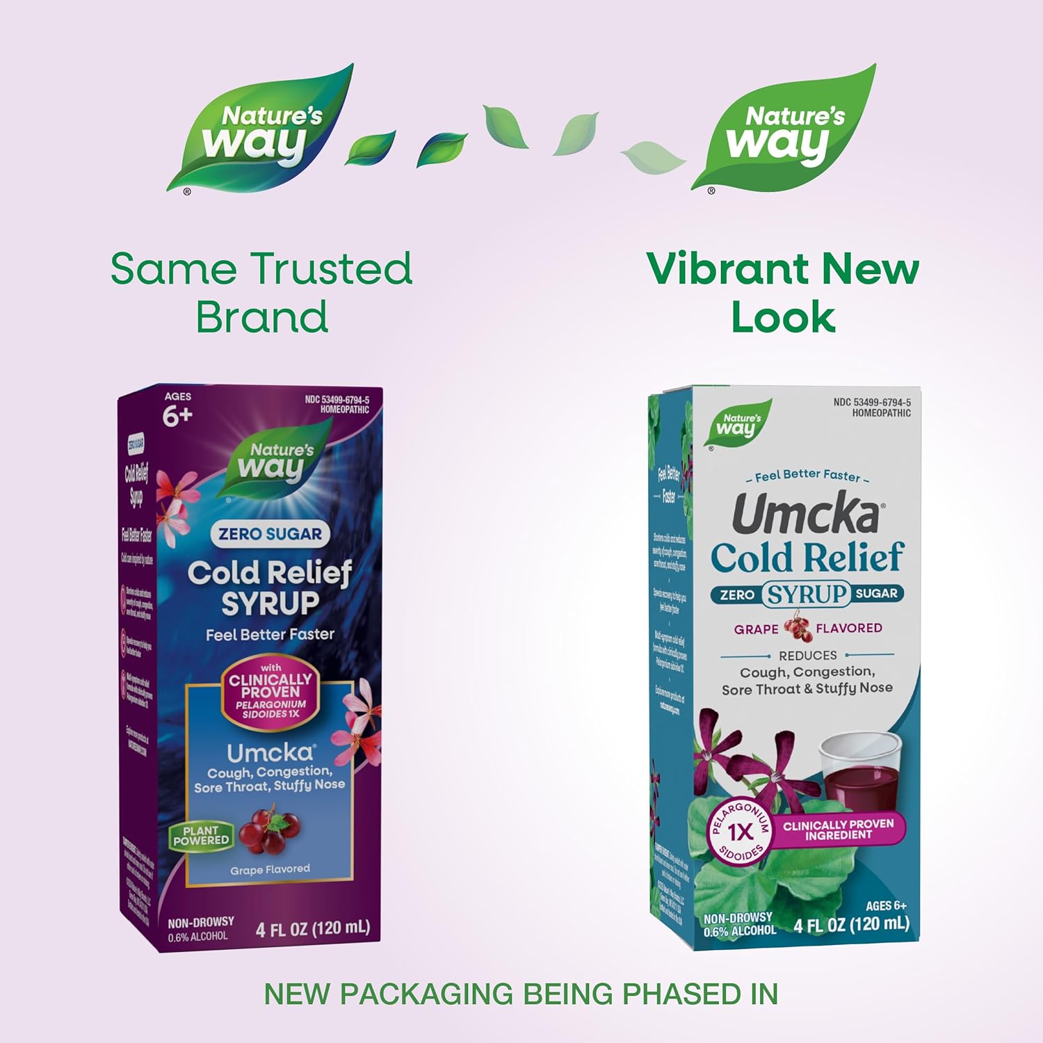Nature's Way Umcka Cold Relief Zero Sugar Syrup, Umcka, Homeopathic, Shortens Colds, Sore Throat, Cough, Congestion, and Stuffy Nose, Phenylephrine Free, Grape Flavored, 4 Fl Oz (Packaging May Vary) - Image 2
